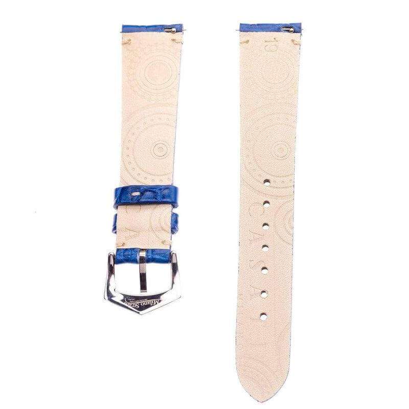 Matt Light Blue Alligator Minimal Stitches Watch Strap - Image 5