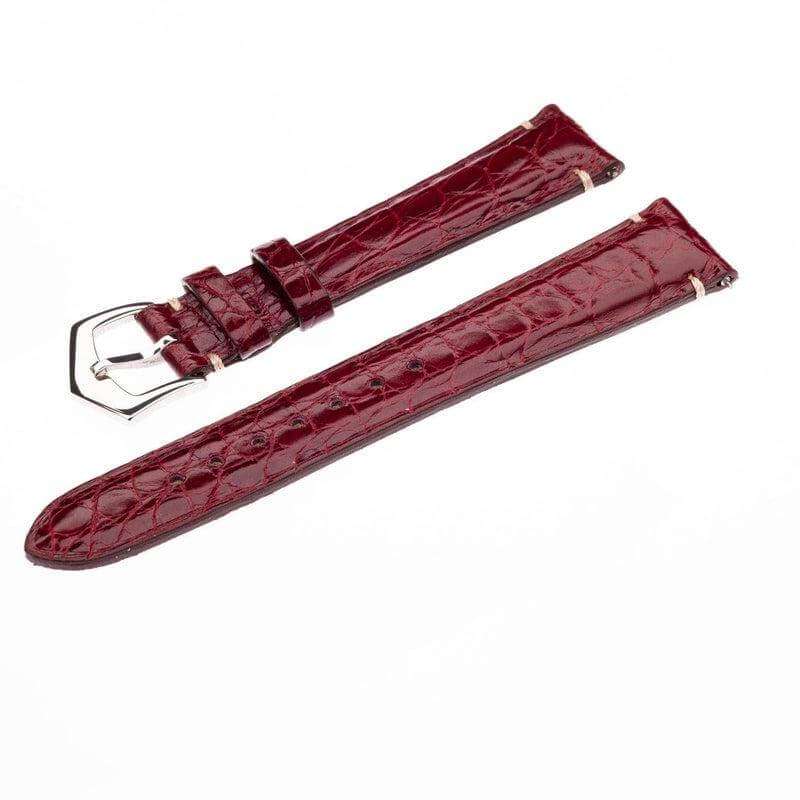 Millenium Burgundy Alligator Minimal Stitches Watch Strap - Image 3