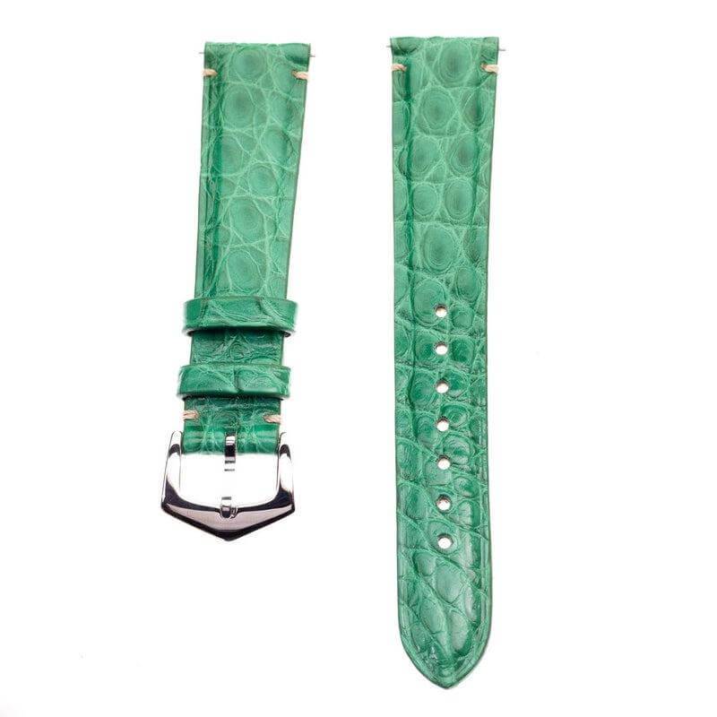 Millennium Green Alligator Minimal Stitches Watch Strap - Image 2
