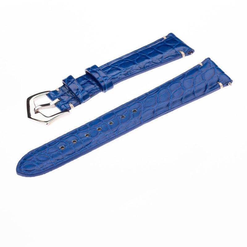 Millenium Light Blue Minimal Stitches Alligator Watch Strap - Image 3