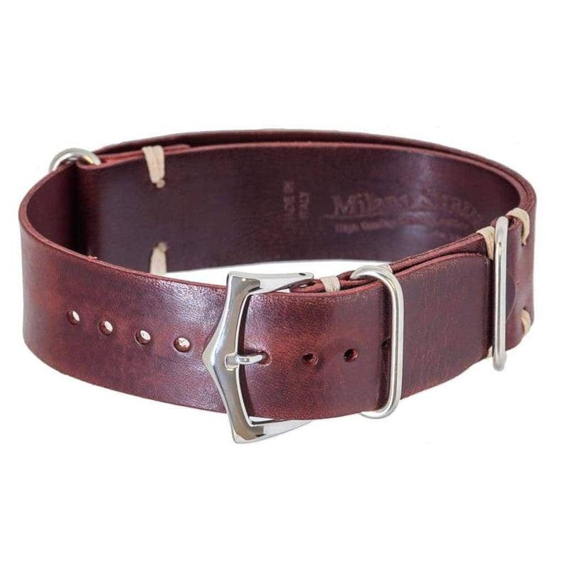 Military Leather Burgundy Italian Leather Strap