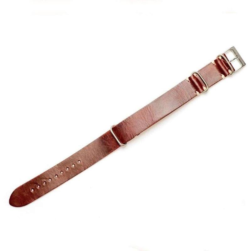 Military Leather Burgundy Italian Leather Strap - Image 2