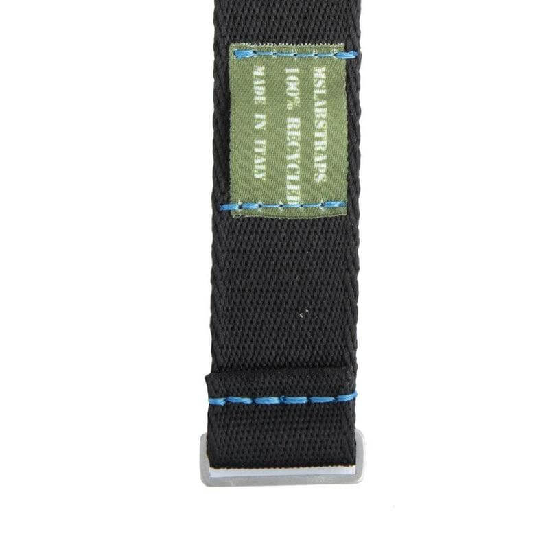 Premium Black Nylon Military Watch Strap with Blue Stitches - Image 7