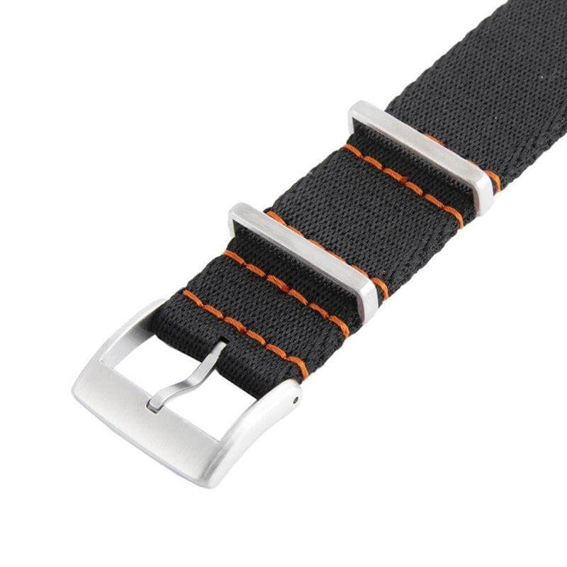 Premium Black Nylon Military Watch Strap with Orange Stitches - Image 4
