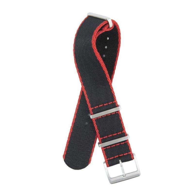 Premium Black Nylon Military Watch Strap with Red Borders - Image 2