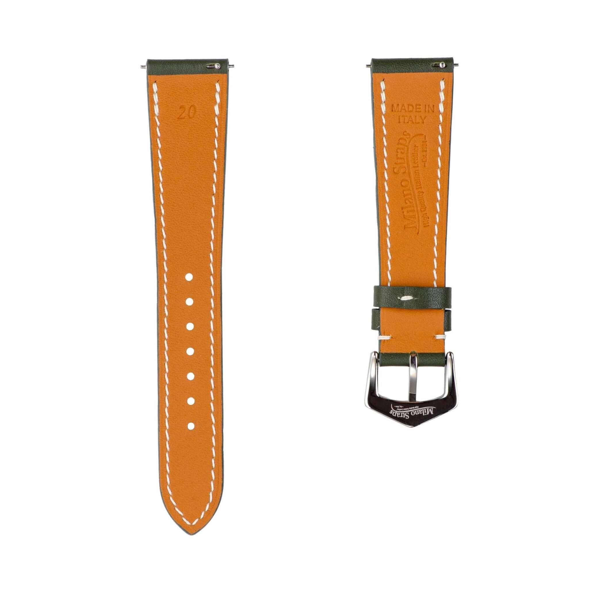 Olive Green Swift Leather Watch Strap - Image 4