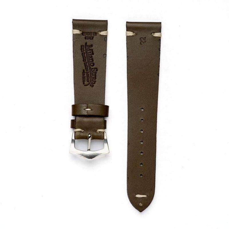Olive Green Leather Vintage Watch Strap - Image 3