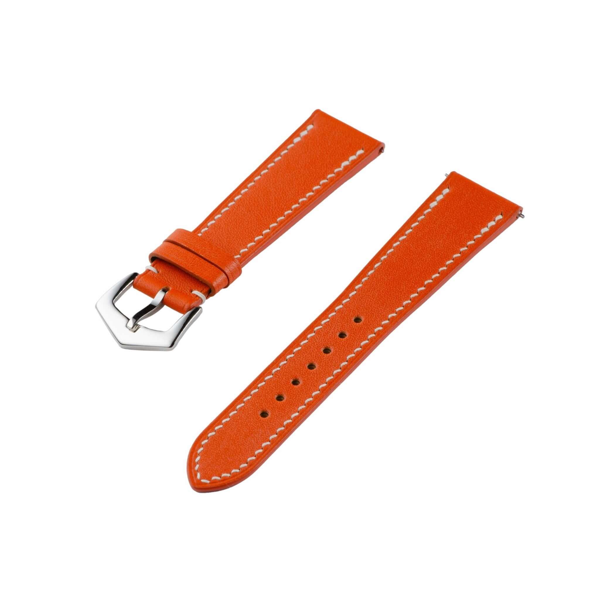 Grand Cavalier Cuir Orange Leather Watch Strap - Image 3