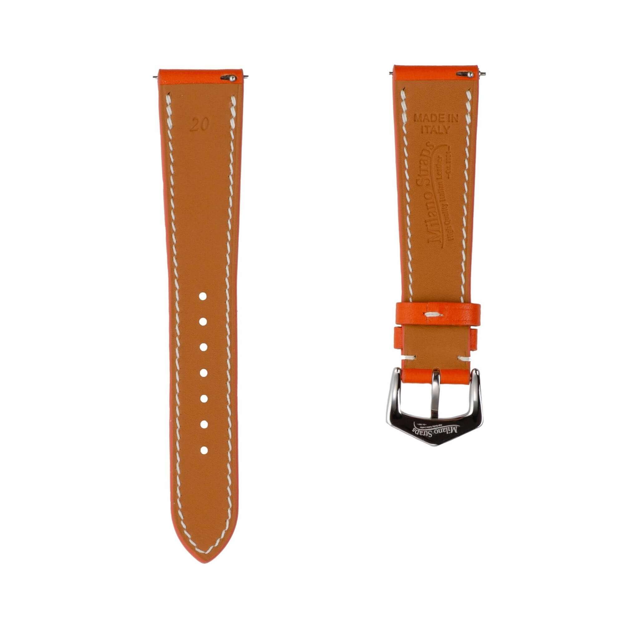 Grand Cavalier Cuir Orange Leather Watch Strap - Image 4