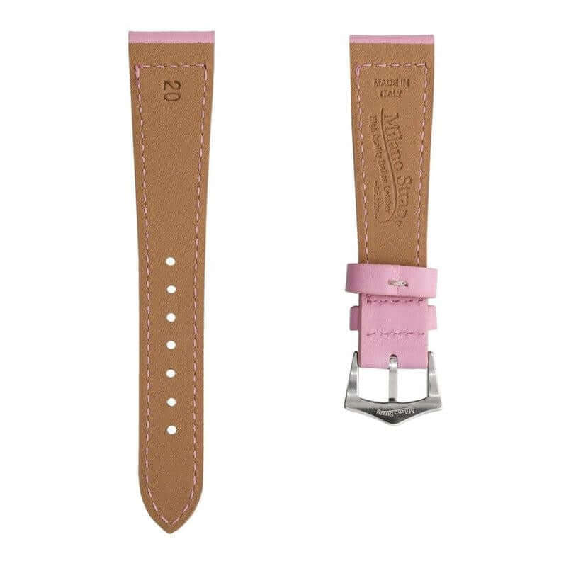 Pink Calfskin Leather Watch Strap Box Stitches - Image 3