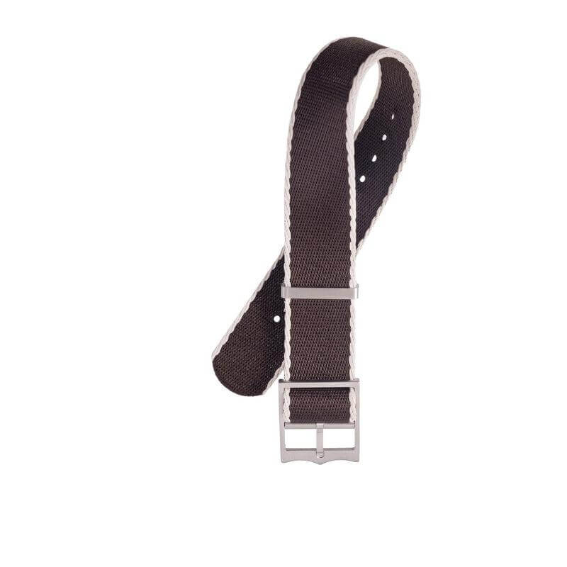 Premium Brown Nylon Military Watch Strap with Ecru- Single Pass - Image 2