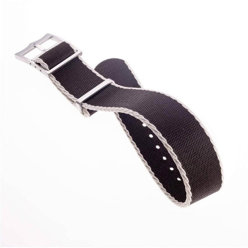 Premium Brown Nylon Military Watch Strap with Ecru- Single Pass - Image 3