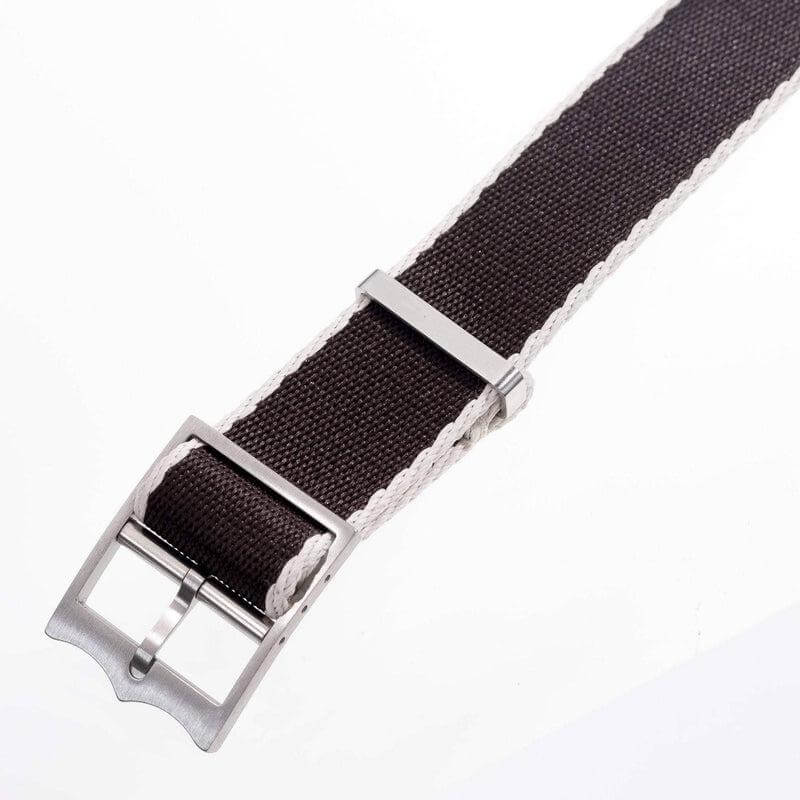 Premium Brown Nylon Military Watch Strap with Ecru- Single Pass - Image 4
