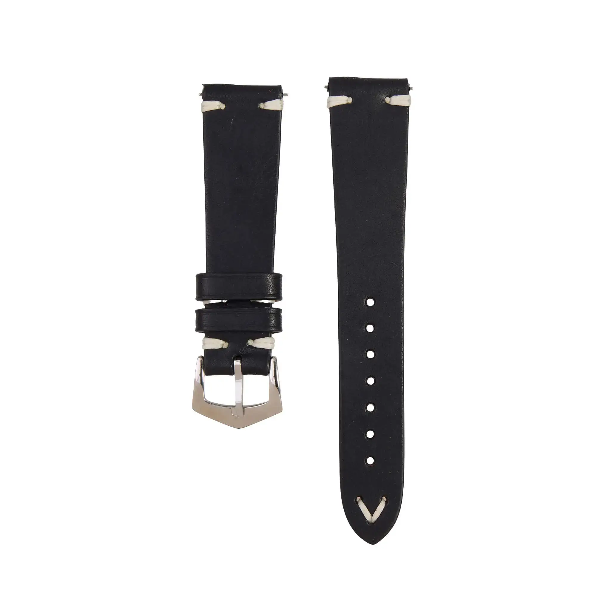 Premium Tuscan Vintage Black Leather Watch Strap - Image 2