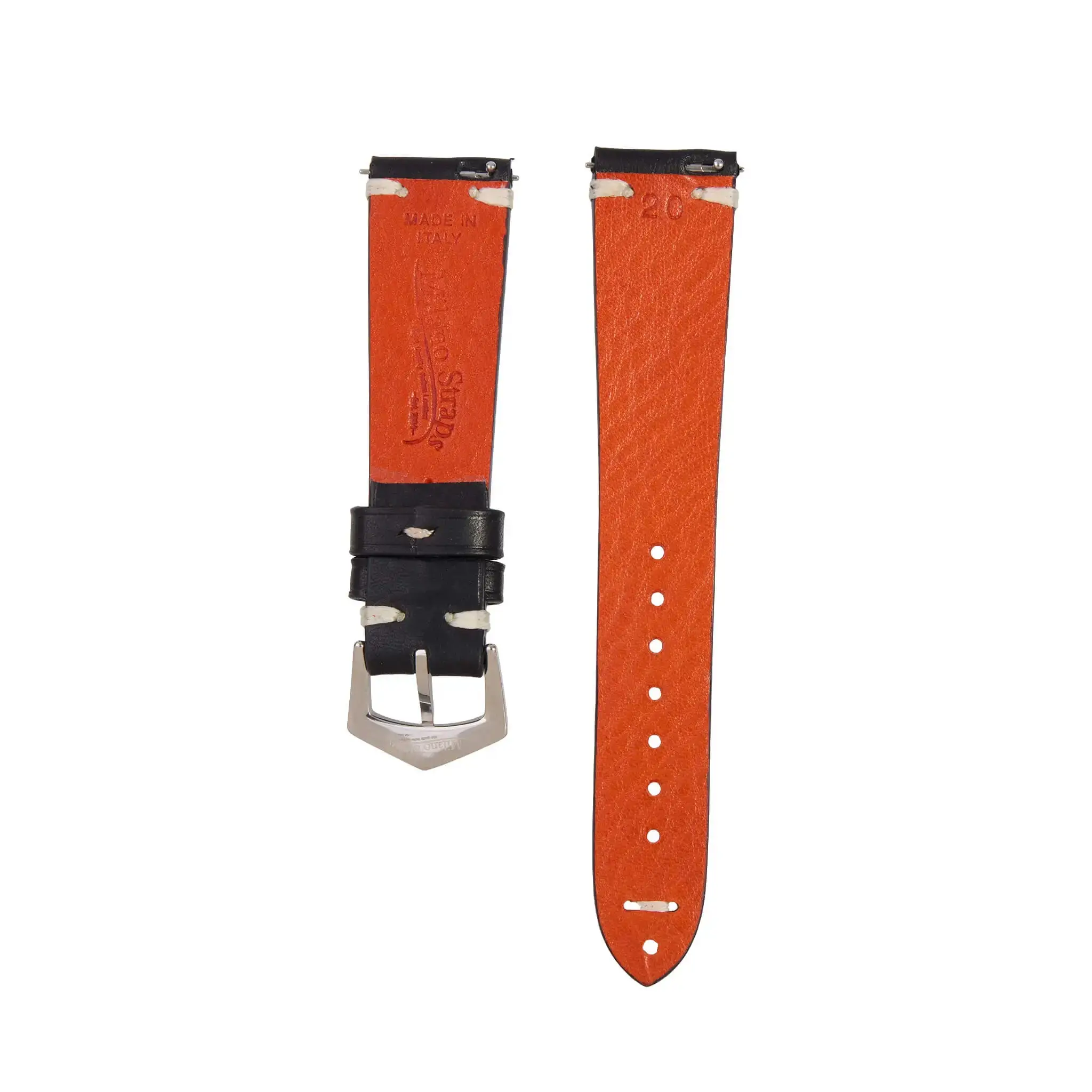 Premium Tuscan Vintage Black Leather Watch Strap - Image 3