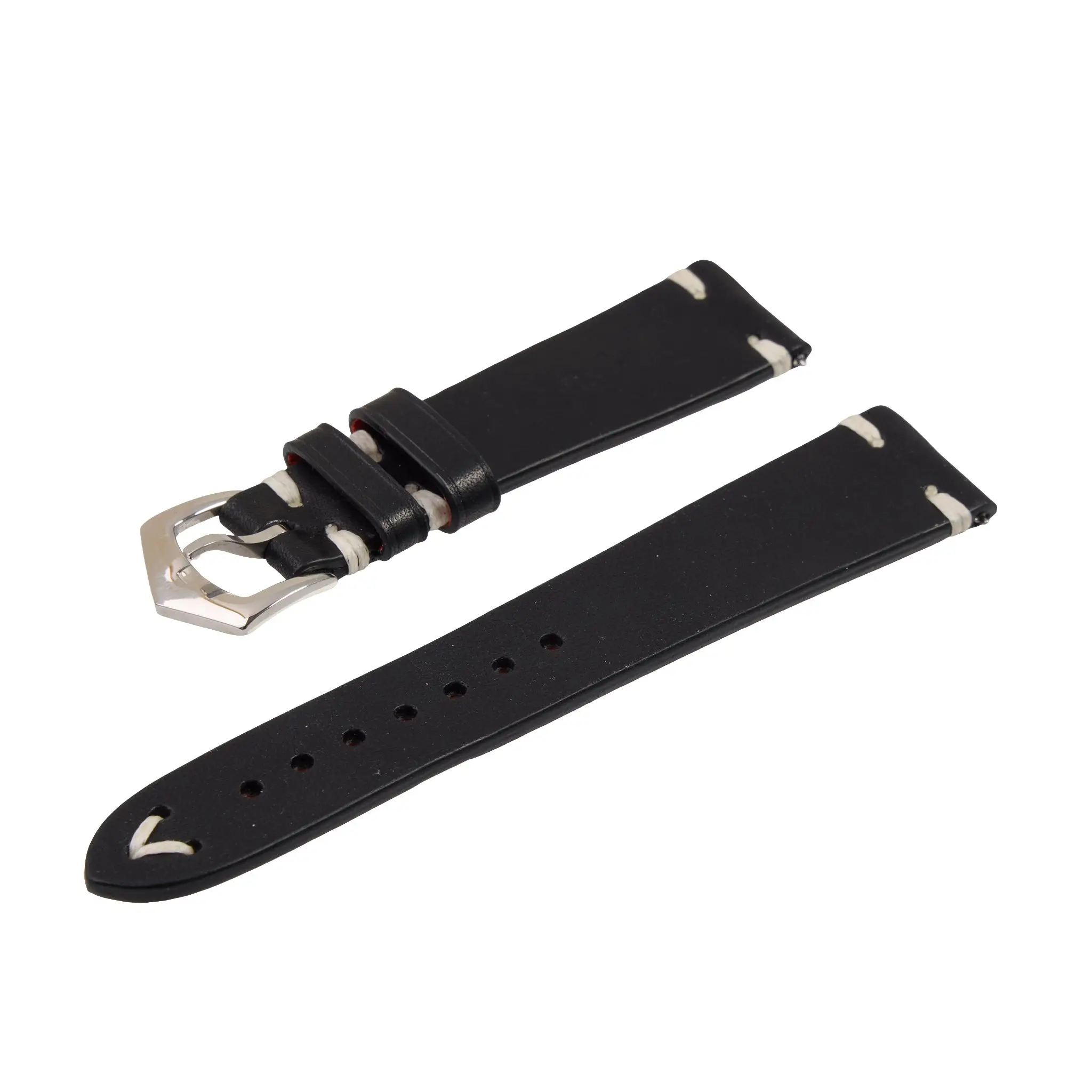 Premium Tuscan Vintage Black Leather Watch Strap - Image 4