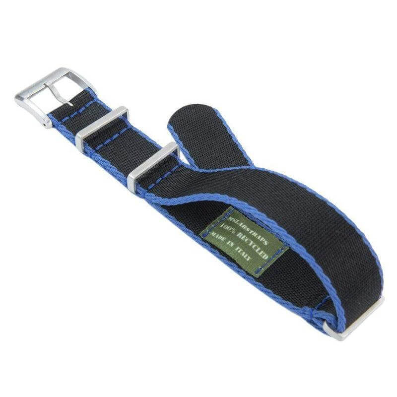 Premium Black Nylon Military Watch Strap with Light Blue Borders - Image 3