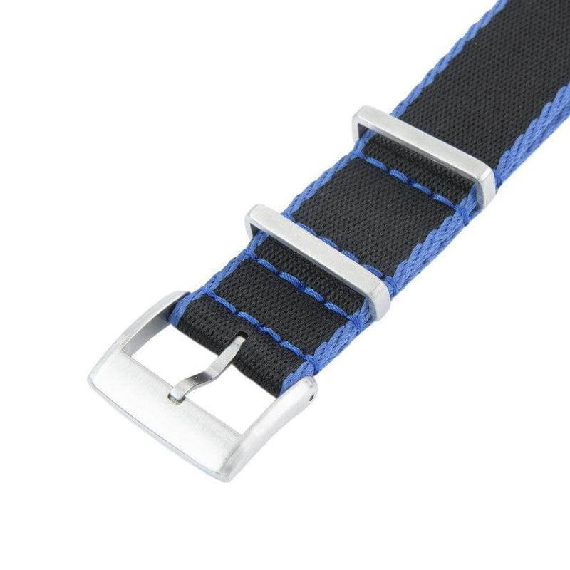 Premium Black Nylon Military Watch Strap with Light Blue Borders - Image 4