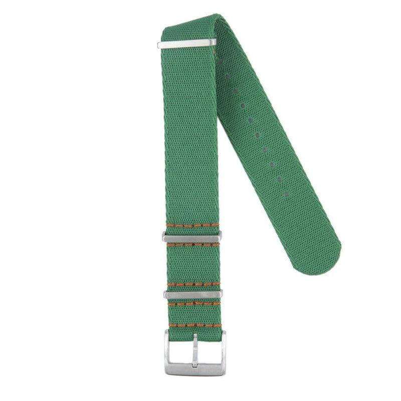 Premium Green Nylon Military Watch Strap with Orange Stitches