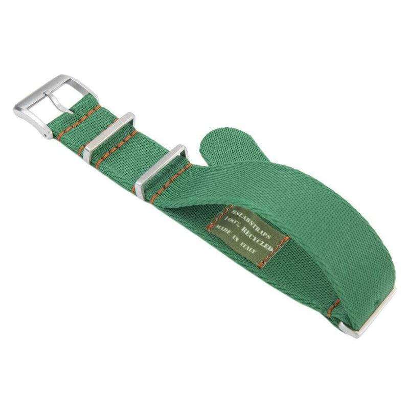 Premium Green Nylon Military Watch Strap with Orange Stitches - Image 3