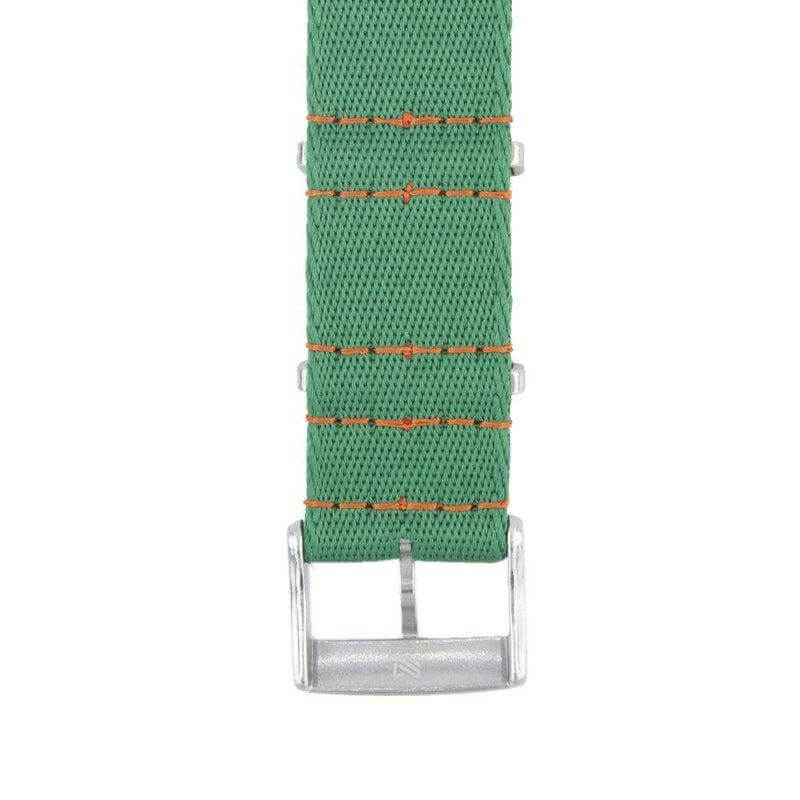 Premium Green Nylon Military Watch Strap with Orange Stitches - Image 5