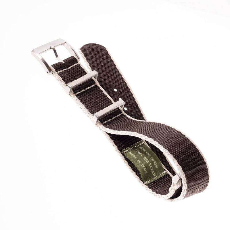 Brown Premium Nylon Military Watch Strap with Ecru Borders - Image 3