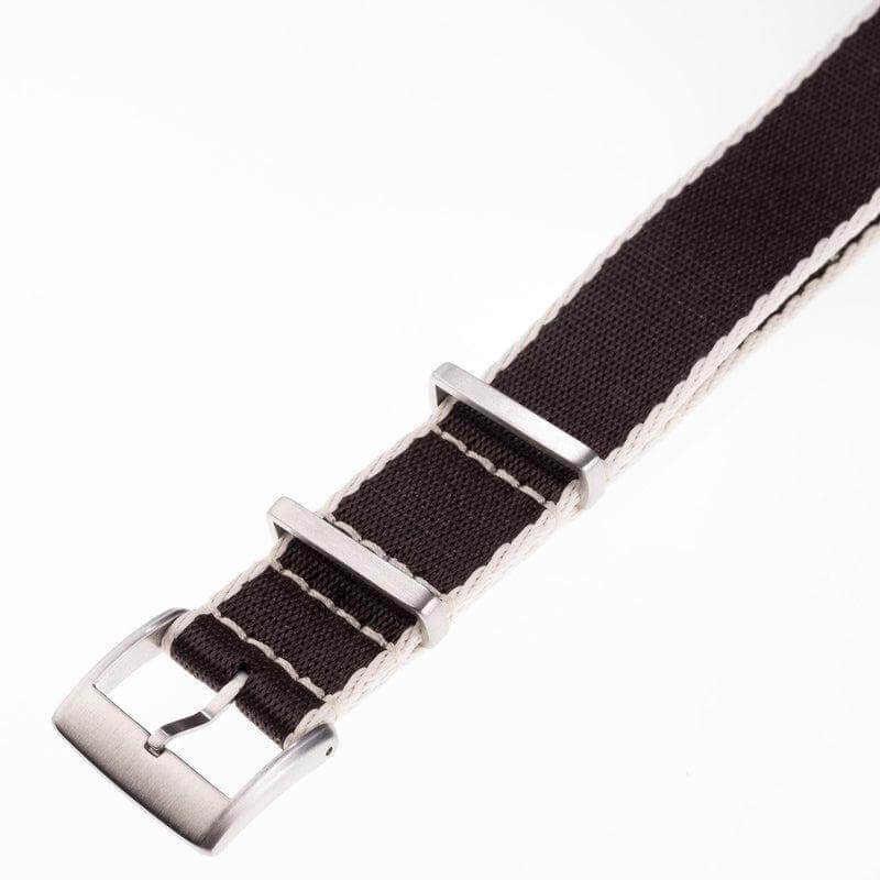 Brown Premium Nylon Military Watch Strap with Ecru Borders - Image 4