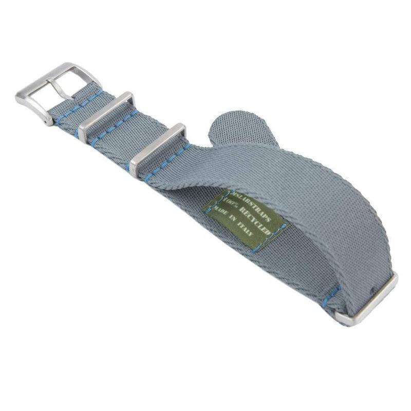 Premium Grey Nylon Military Watch Strap with Light Blue Stitches - Image 3