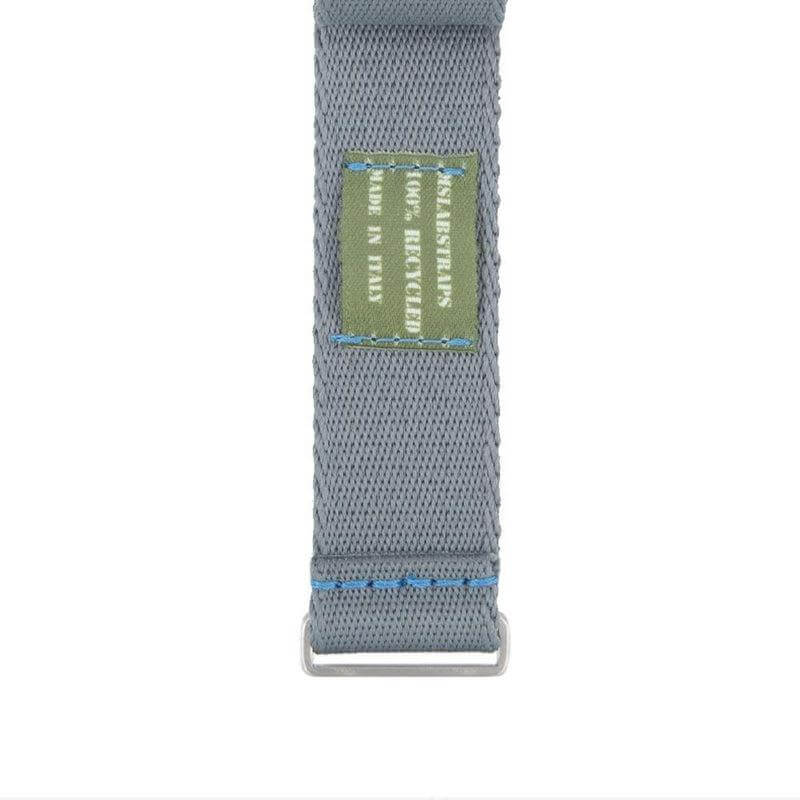 Premium Grey Nylon Military Watch Strap with Light Blue Stitches - Image 5
