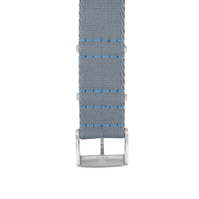 Premium Grey Nylon Military Watch Strap with Light Blue Stitches - Image 6
