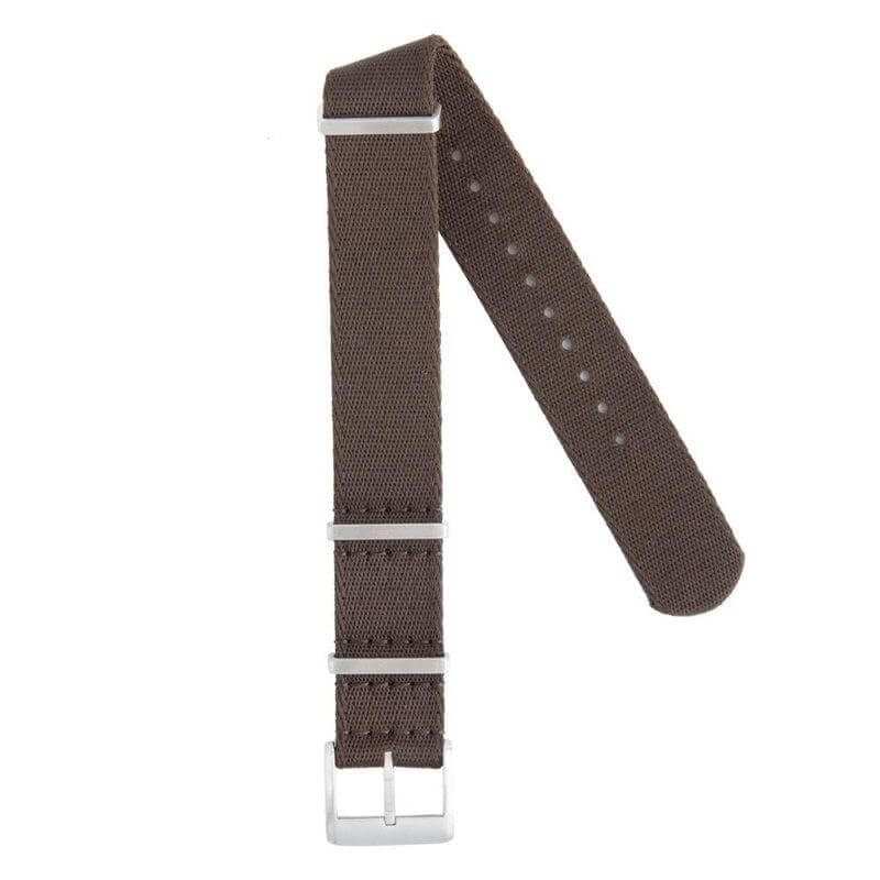 Premium Dark Brown Nylon Military Watch Strap