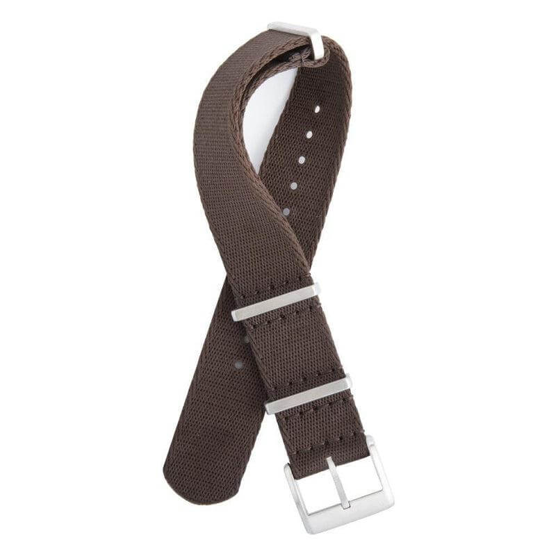 Premium Dark Brown Nylon Military Watch Strap - Image 2