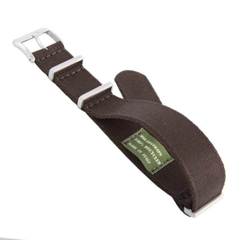 Premium Dark Brown Nylon Military Watch Strap - Image 3
