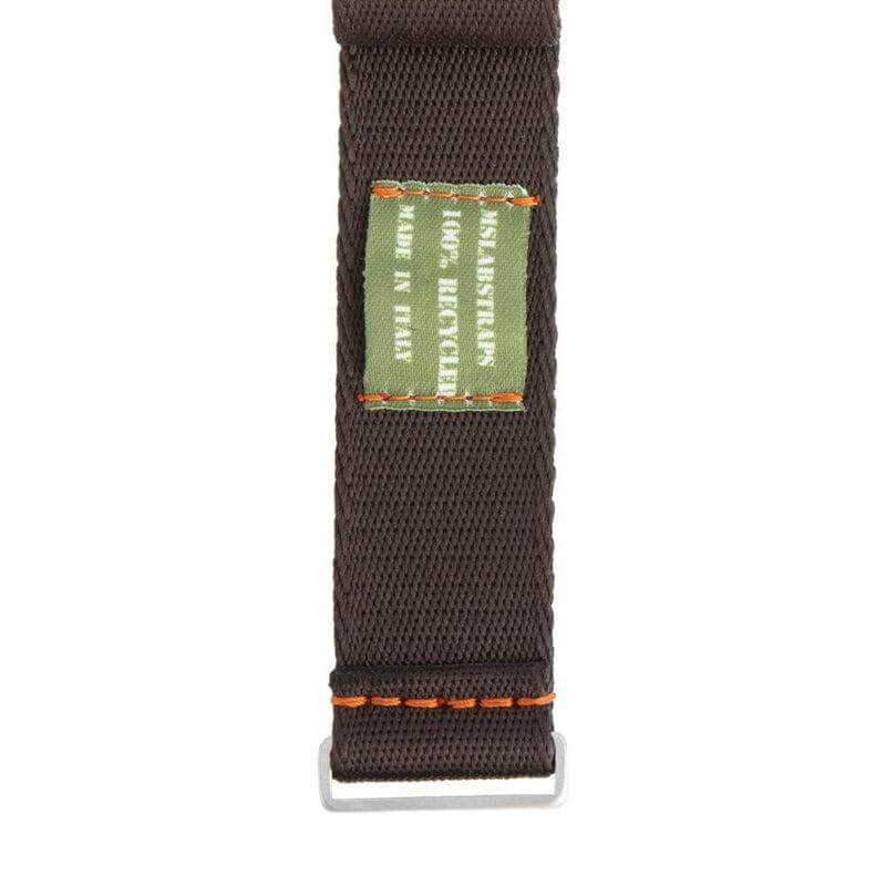 Premium Dark Brown Nylon Military Watch Strap with Orange Stitches - Image 4