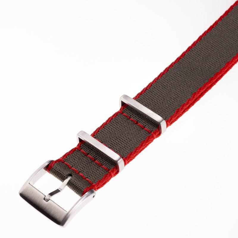 Dark Premium Green Nylon Military Watch Strap with Red Borders - Image 3
