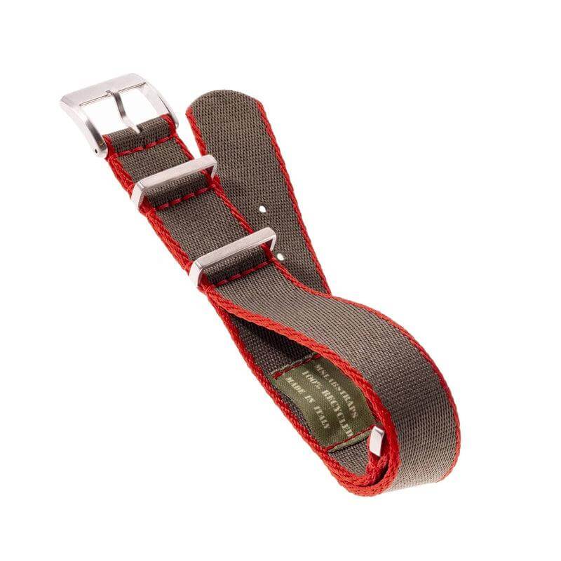 Dark Premium Green Nylon Military Watch Strap with Red Borders - Image 4