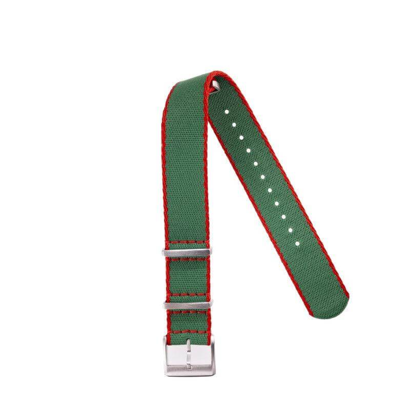 Green Premium Nylon Military Watch Strap with Red Borders