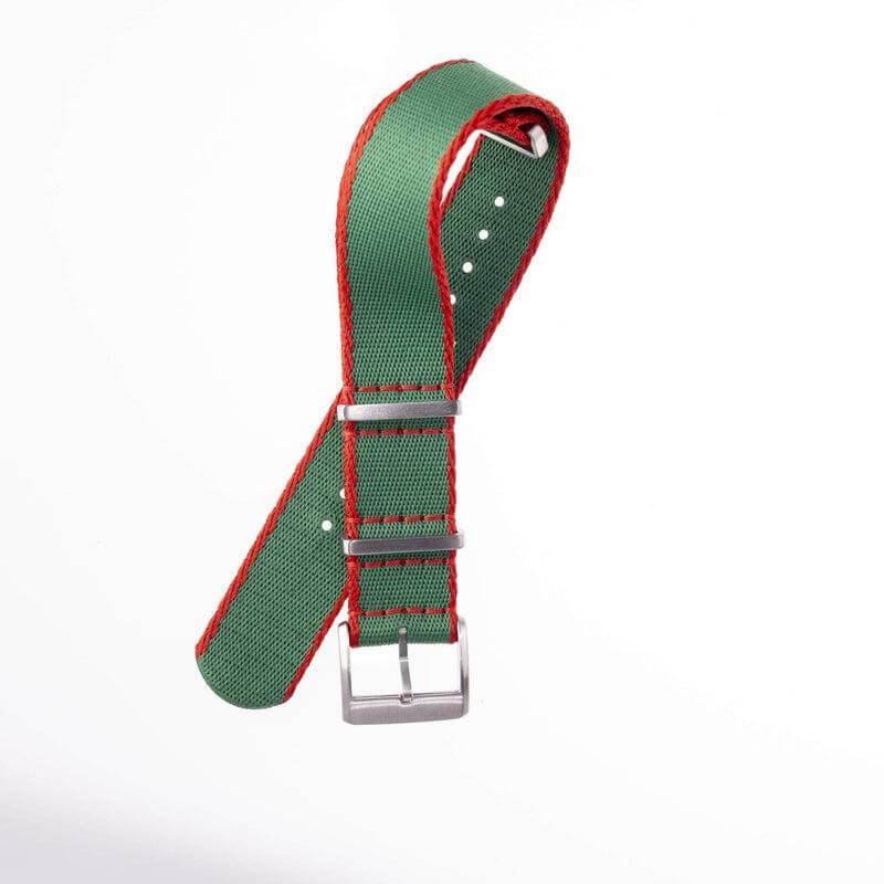 Green Premium Nylon Military Watch Strap with Red Borders - Image 2