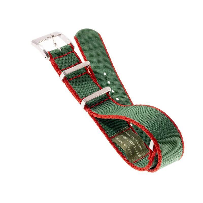 Green Premium Nylon Military Watch Strap with Red Borders - Image 3