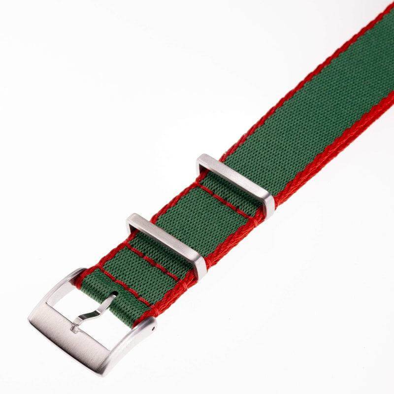 Green Premium Nylon Military Watch Strap with Red Borders - Image 4