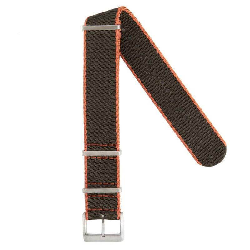 Premium Black Nylon Military Watch Strap with Orange Borders