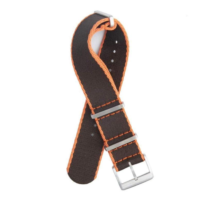 Premium Black Nylon Military Watch Strap with Orange Borders - Image 2