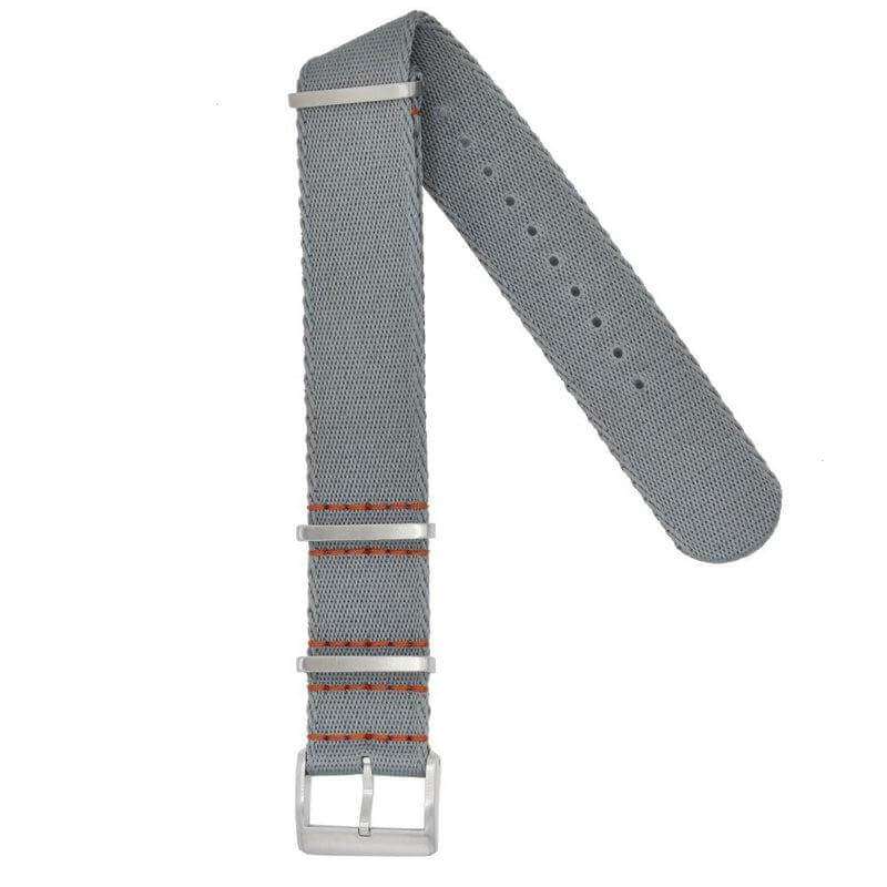 Premium Grey Nylon Military Watch Strap with Orange Stitches