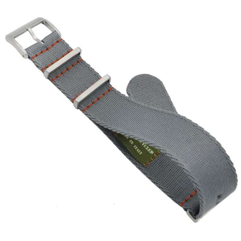 Premium Grey Nylon Military Watch Strap with Orange Stitches - Image 3