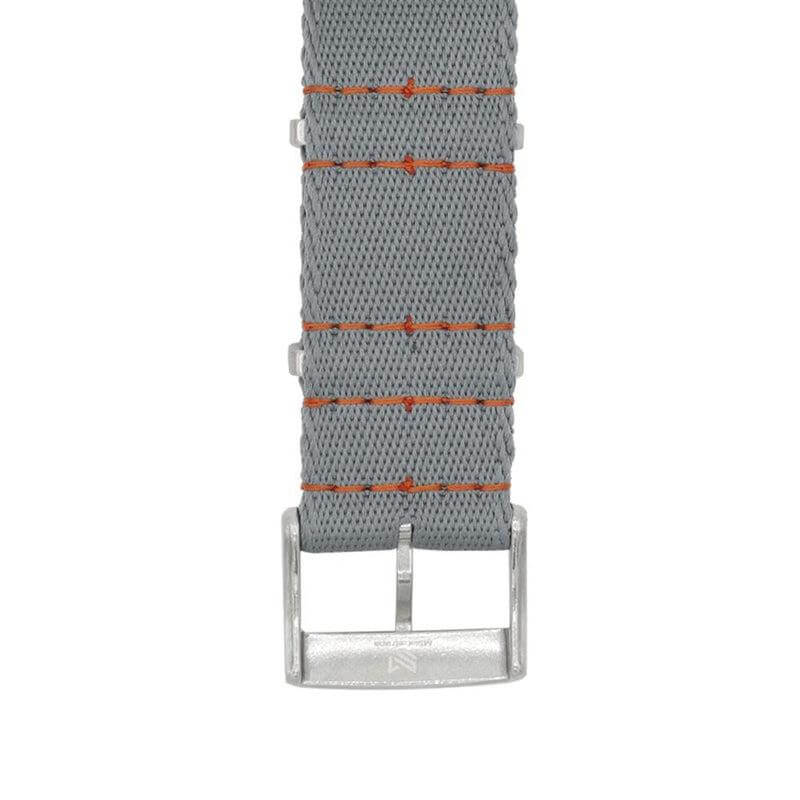 Premium Grey Nylon Military Watch Strap with Orange Stitches - Image 5