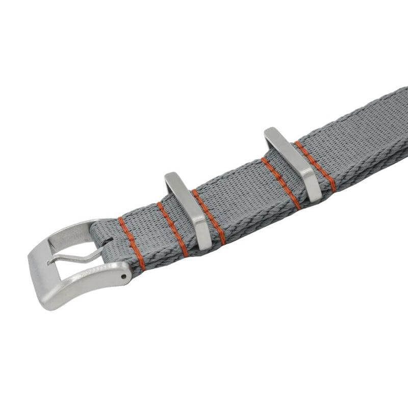 Premium Grey Nylon Military Watch Strap with Orange Stitches - Image 7