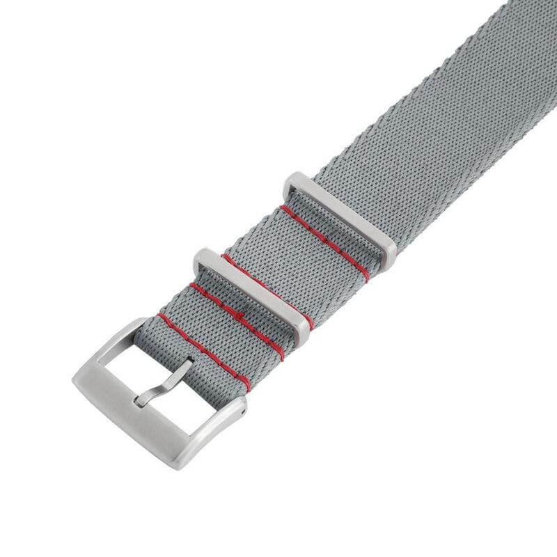Premium Grey Nylon Military Watch Strap with Red Stitches - Image 5