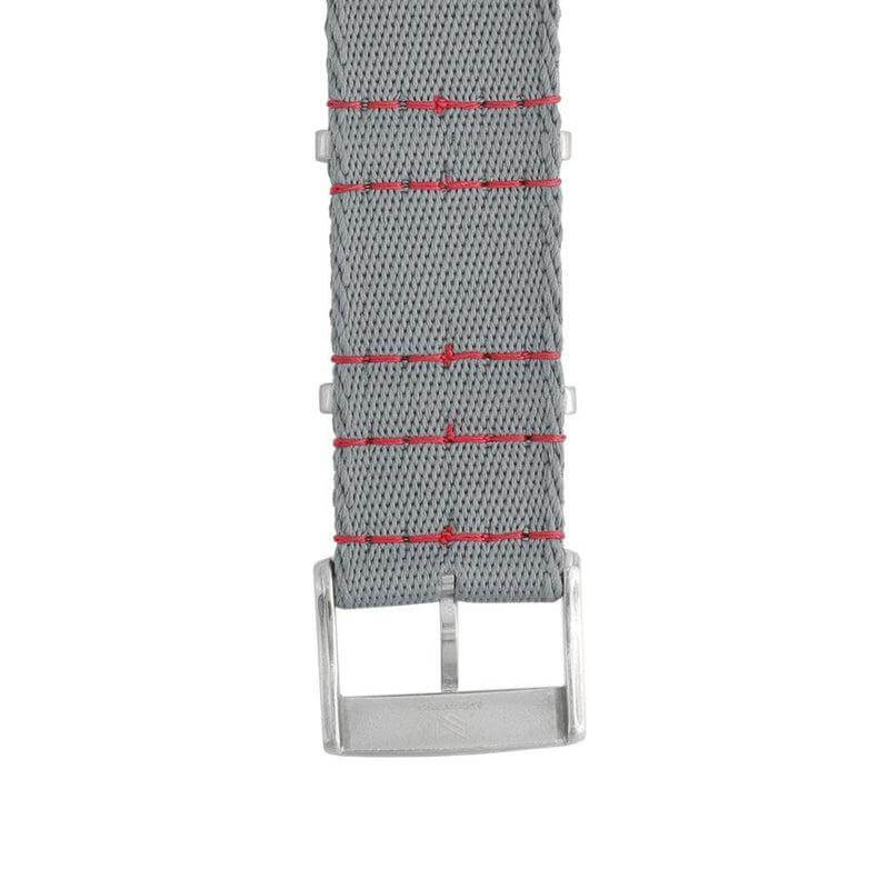 Premium Grey Nylon Military Watch Strap with Red Stitches - Image 6