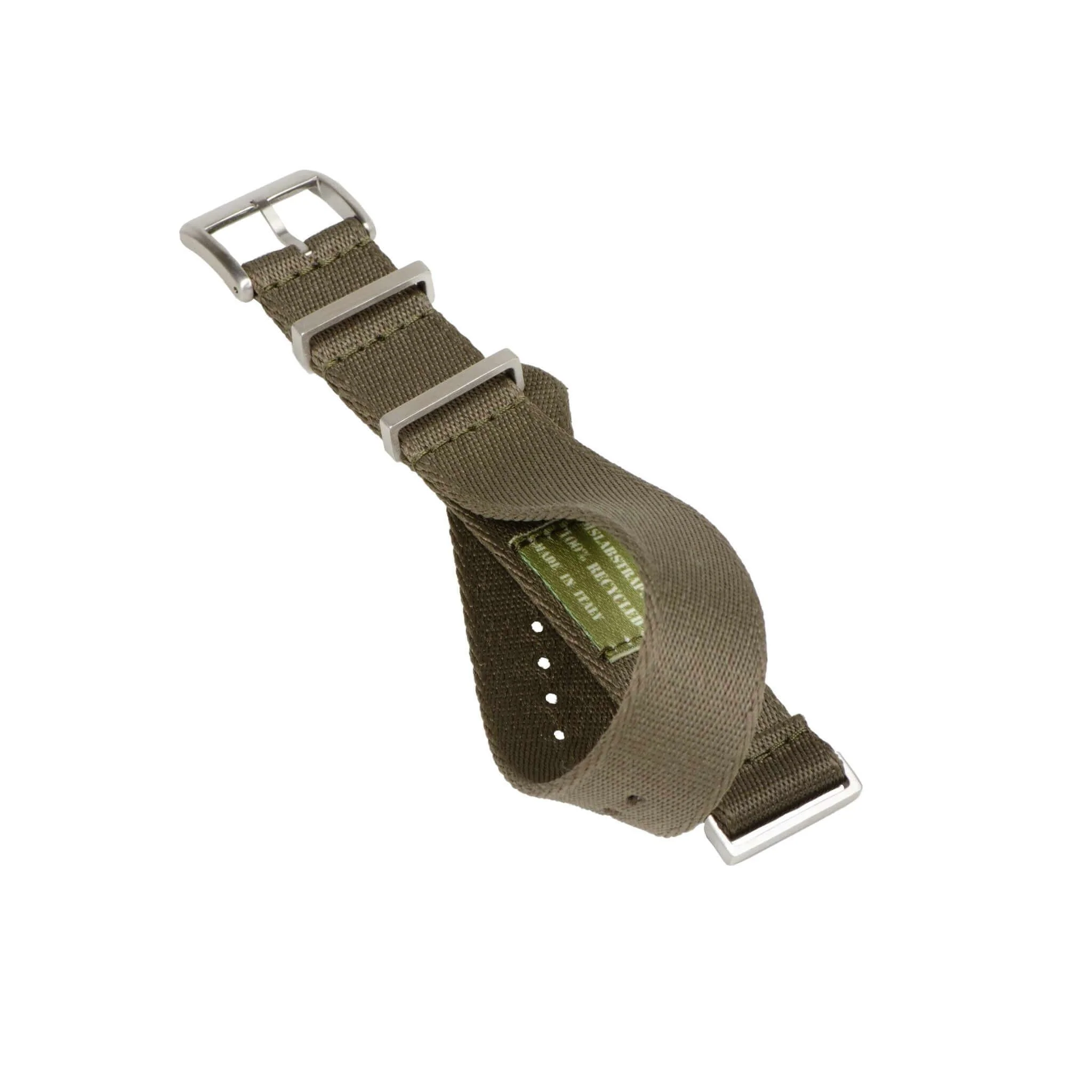 Premium Dark Green Nylon Military Watch Strap with Dark Green Stitches - Image 3