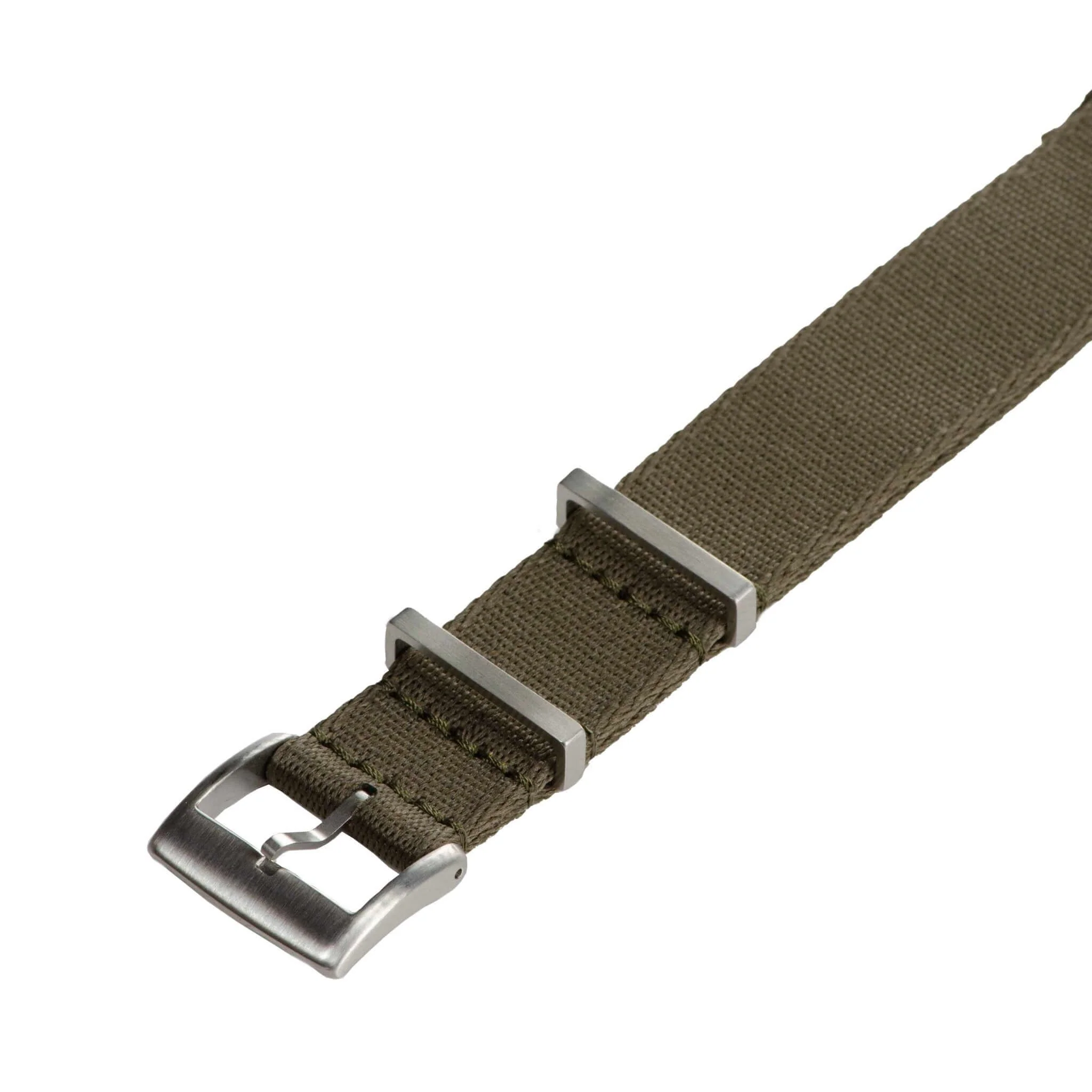 Premium Dark Green Nylon Military Watch Strap with Dark Green Stitches - Image 4